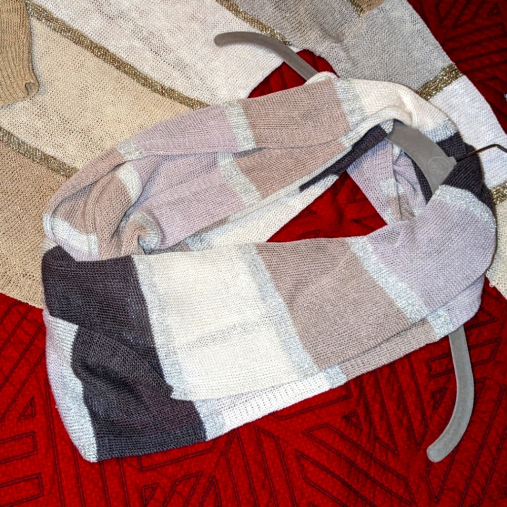 LOFT Sheer Knit Infinity Scarf Neutral metallic accent (Matching Sweater Avail)